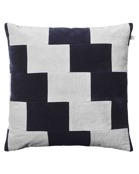 silver and navy cushions