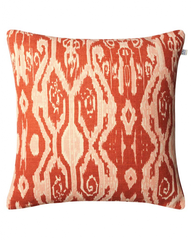 Orange linen cushion cover Ikat Madras