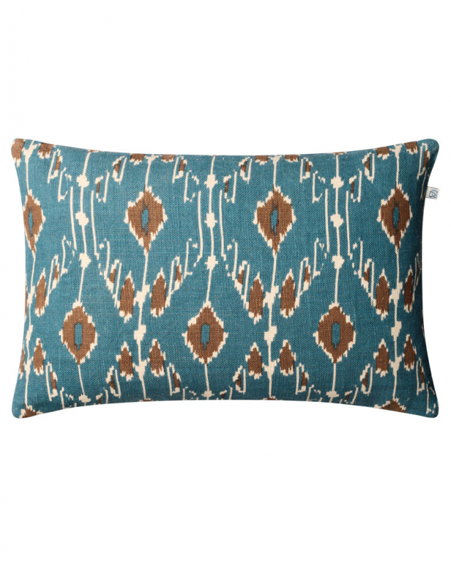 Blue linen cushion cover Ikat Goa