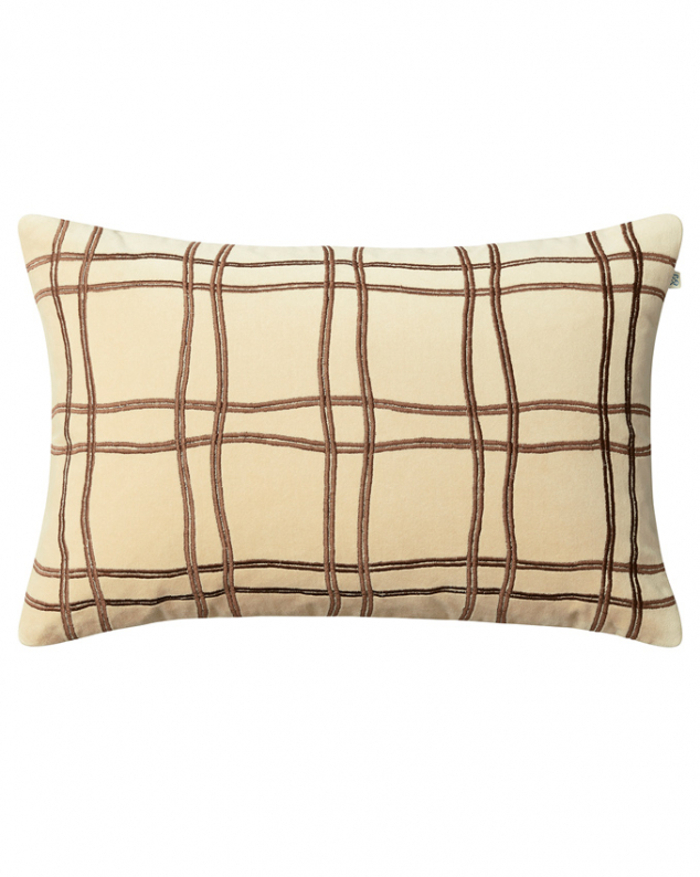 Tattersall - Beige/Cognac in the group Cushions / Embroidered Cushion Covers at Chhatwal & Jonsson (ZCC530212-18V)