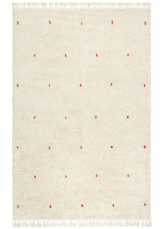 Off white wool rug with pile Ravi