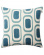 Patterned linen cushion in blue and white