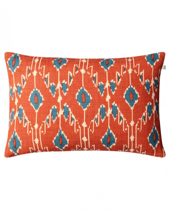 Orange linen cushion cover Ikat Goa