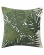 Linen cushion cover with a green palm leaf motif