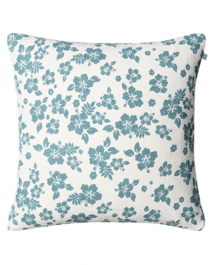 Blue cushion cover with flower motif