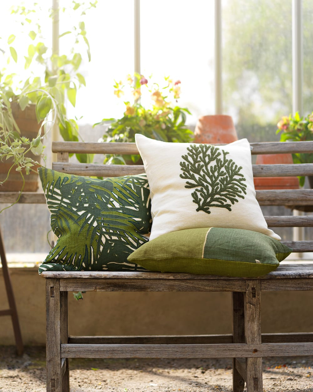 Green shaggy outlet cushions