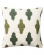 Green and white linen cushion cover