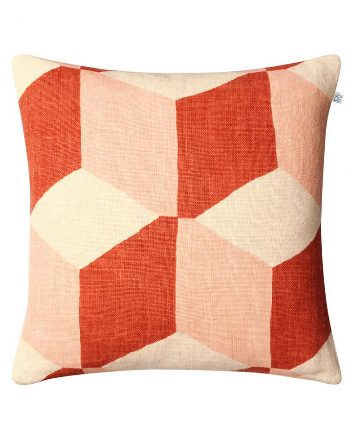 Red and rose linen cushion cover Hawa