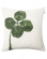 Linen cushion cover with green leaf motif