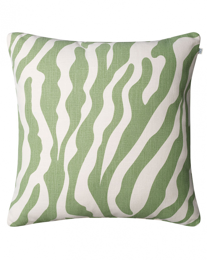 Green outdoor cushion with zebra pattern